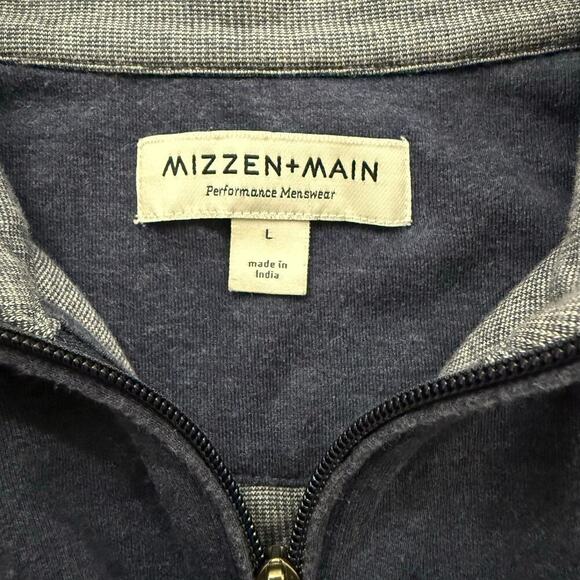 Mizzen + Main Men's Stanton Pullover 1/4 Zip Sweater Preppy Sporty Blue Sz L - Picture 8 of 8